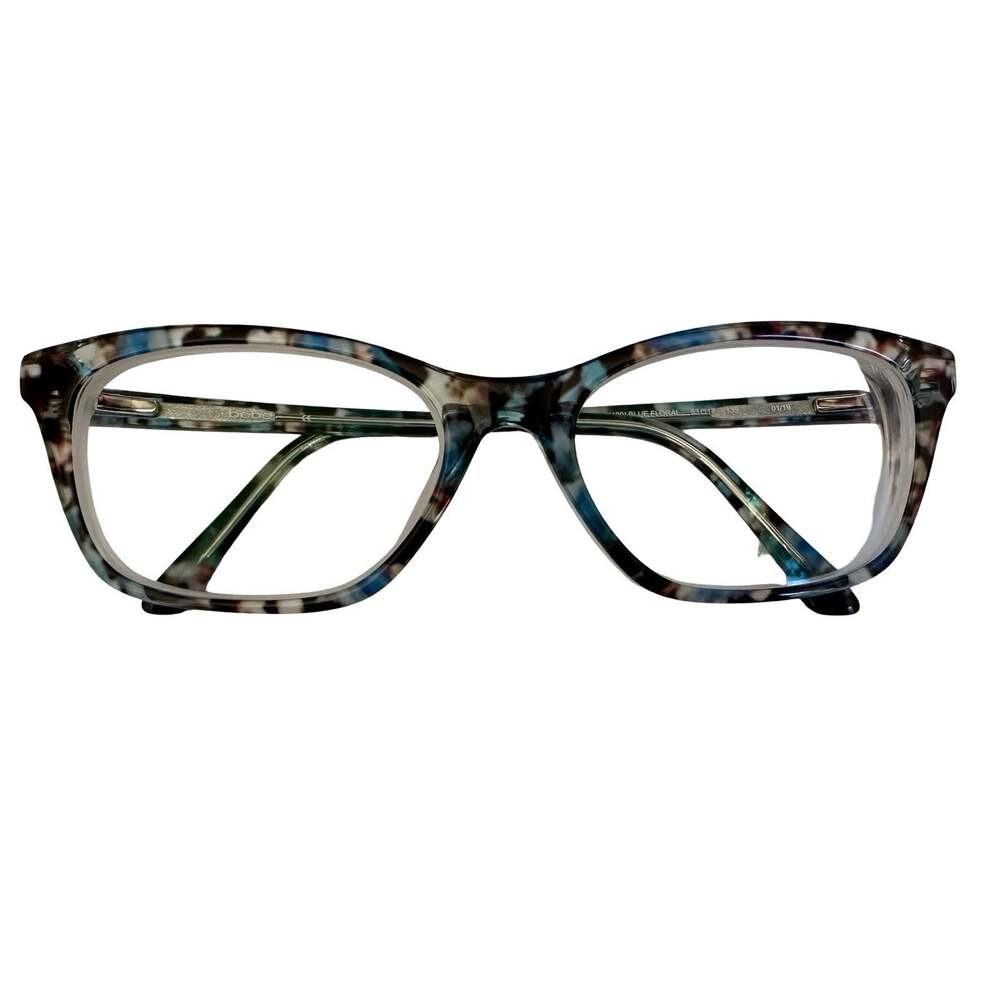 Bebe BB5145 400 Blue Floral Rectangular Eyeglasses Frames Women 53-17-135